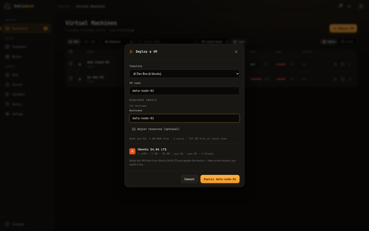 GoblinDock deploy modal